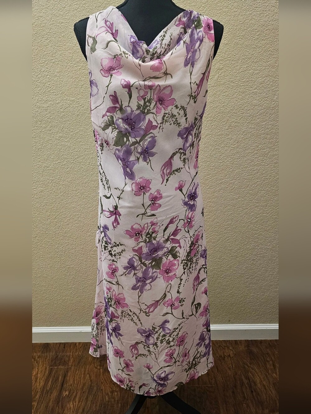 Floral Slip Dress in Lavender and Pink